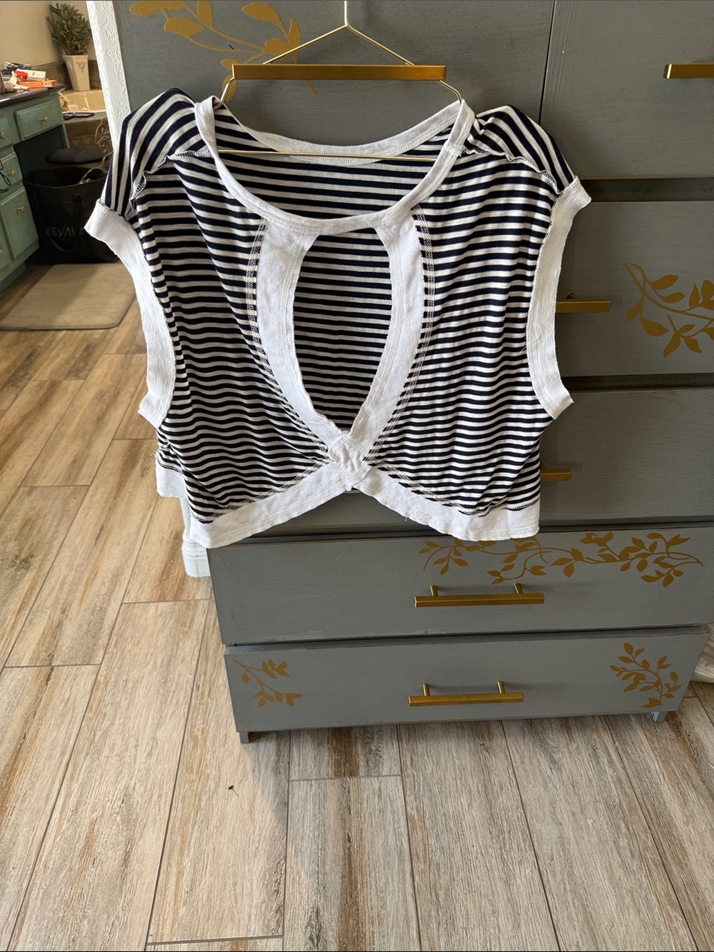 Altar'd State Black & White Striped Twist-Back Crop Top